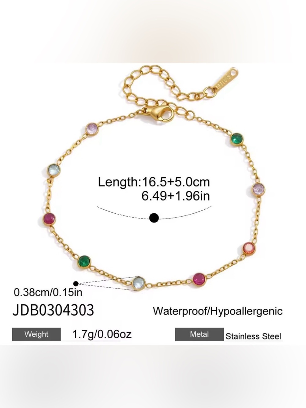 Gold Multicolor Bezel Station Bracelet - Women Jewelry